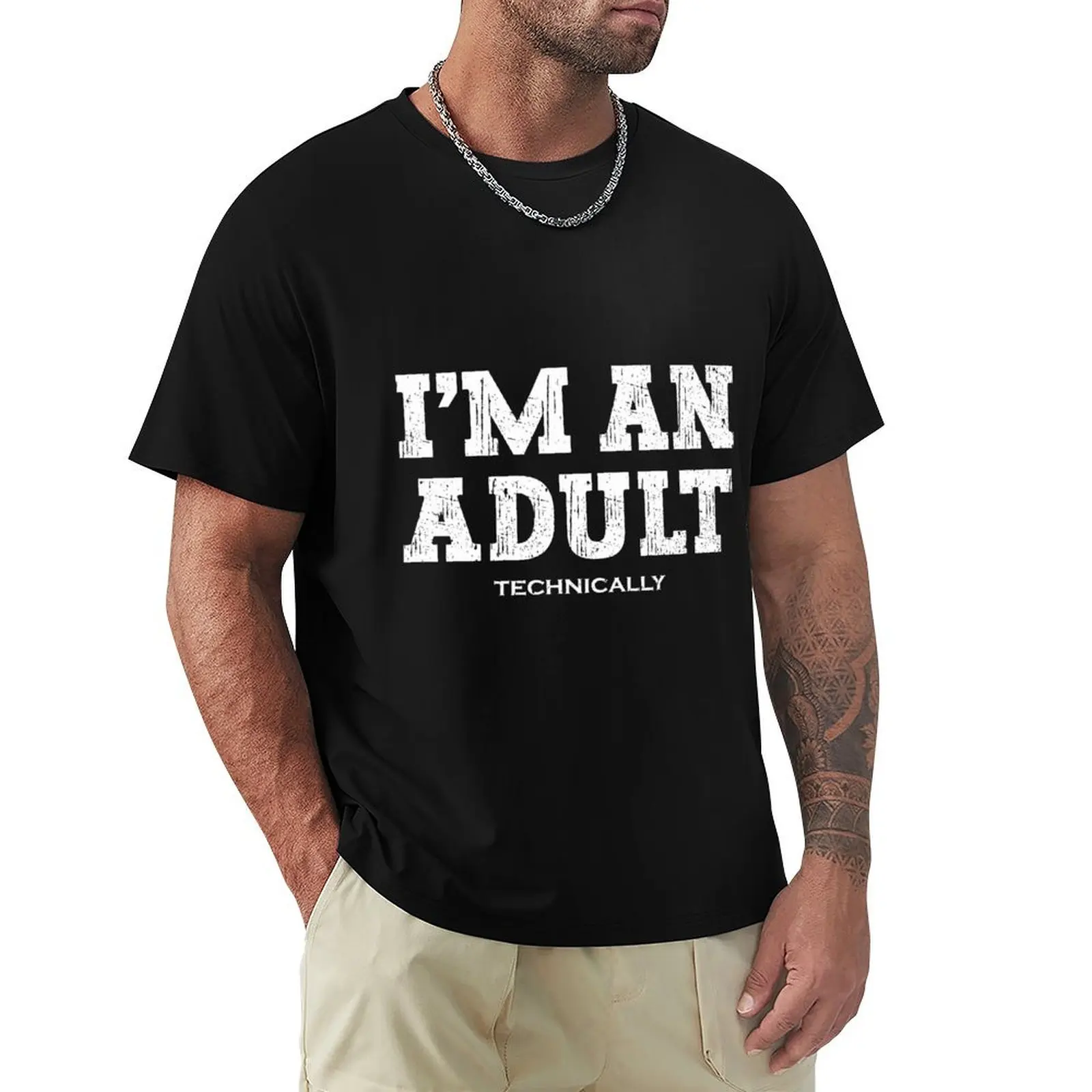 Technically an Adult Sassy 18th Birthday Shirt T-Shirt Functional Casual Short Sleeve Tee