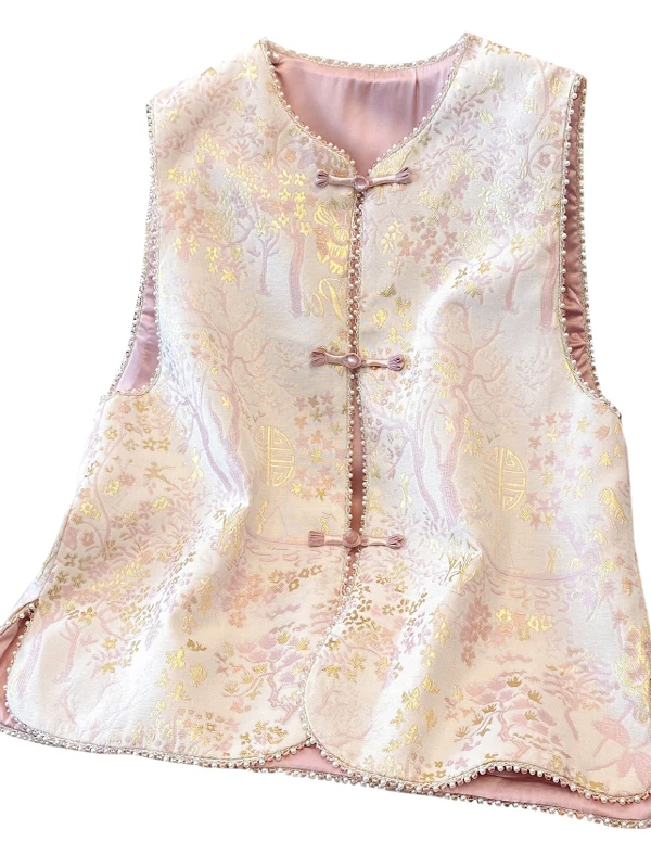 جديد الصينية Sle الثقيلة التطريز الساتان المرأة سترة ربيع 2025 الراقية يشعر الوطنية Sle زر تانغ زي oulder أعلى