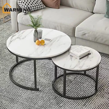 Image Nordic Simple Coffee Table Modern Creative Home Round Coffee Table Living Room Advanced Sense Iron Art Light Luxury Size Circle