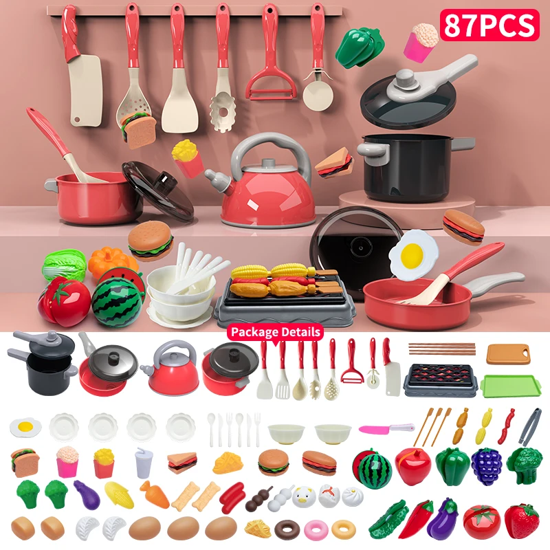 √Choice Pretend Play DIY Kitchen Toy Set Cutting Fruit Vegetable Play Food Kitchen Toys Set with Cooking Toys For Children Gift