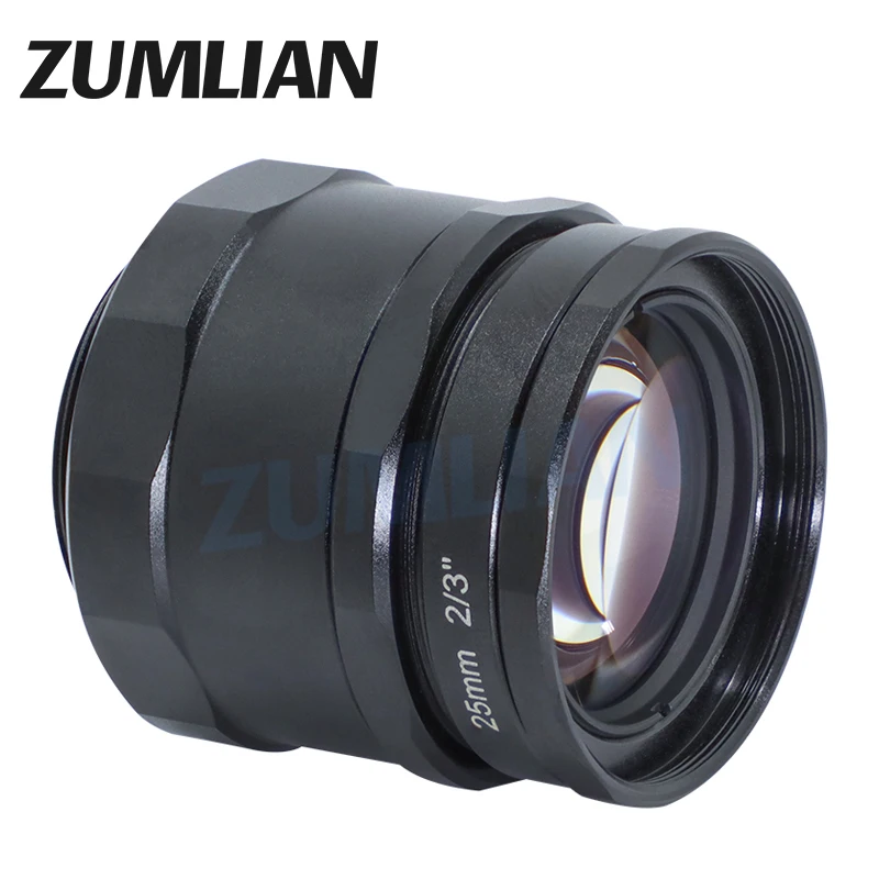 ZUMLIAN Anti-vibration Lens 25mm Prime Lens  2/3'' C-Mount 5MP Manual Iris F1.4 Good Light Transmission for Industrial Cameras