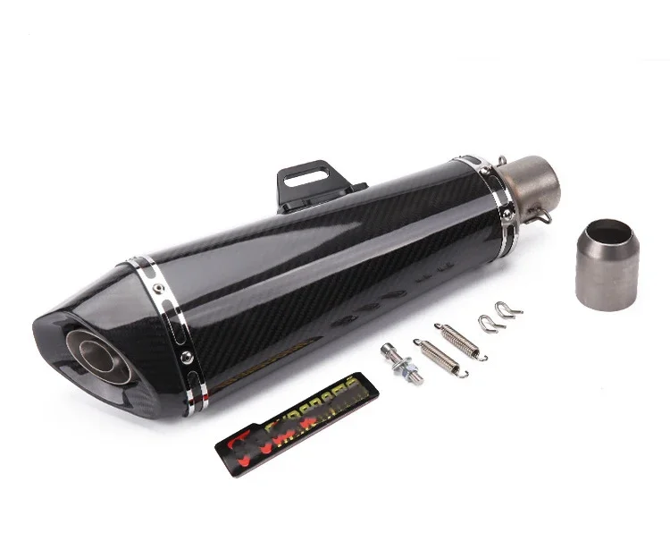 

REALZION Motorcycle Carbon Fiber High Temperature Resistant Conical Round Mouth Exhaust Pipe Muffler 51MM For Universal