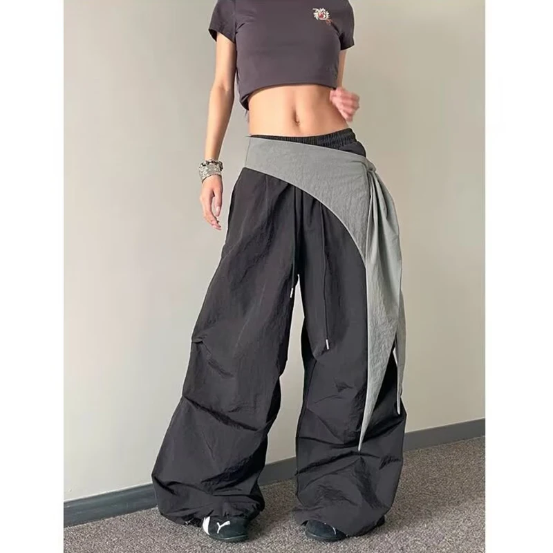 

American Street Vintage Cargo Pants for Women Y2k High Waist Straight Wide Leg Pants 2026 New Loose Lazy Casual Pants
