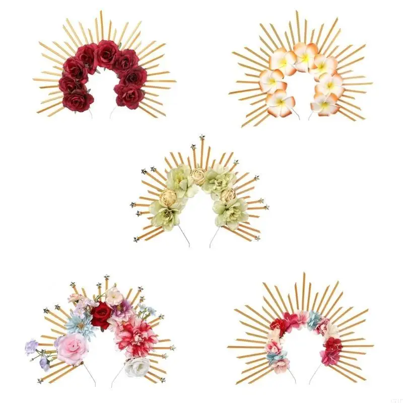 C71F Teen Sinh Viên Lễ Hội Băng Đô Quấn Tóc Có Hoa Gai Cosplay Thánh Thái Hình Mũ Trùm Đầu Halloween Biểu Diễn Băng Đô Quấn Tóc