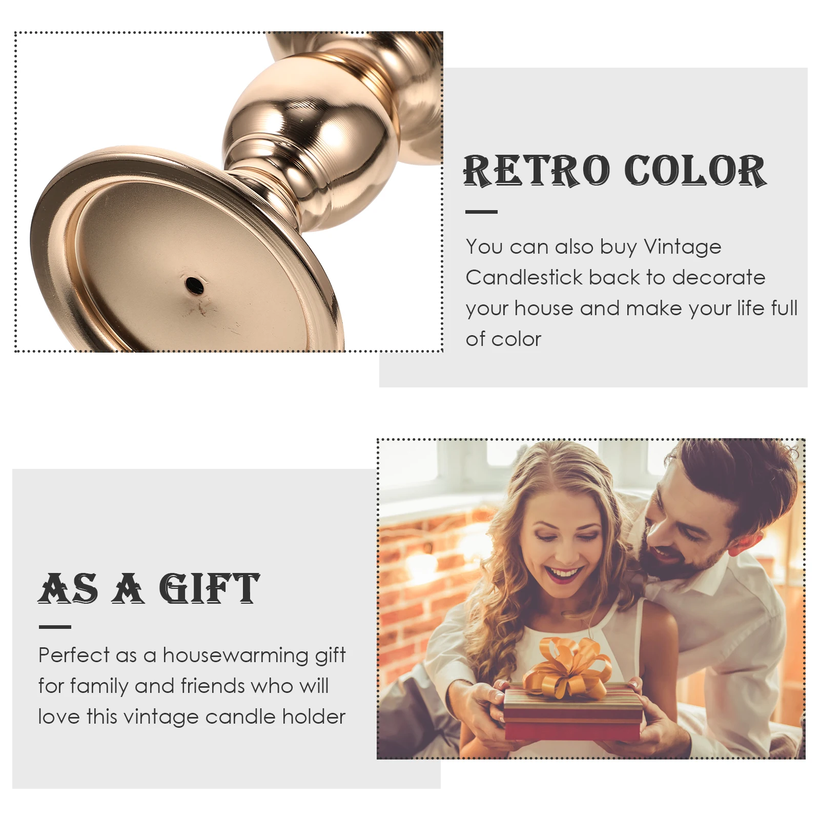 

2 Pcs Vintage Candlestick Retro Decor Iron Candleholder Wedding Modern Simple for Home Desktop