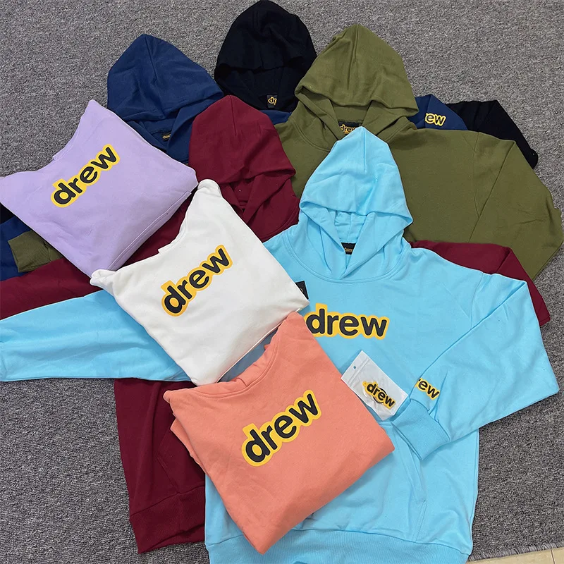 Drew House Men's and Women's Spring Autumn and Winter Hoodies Sweaters Shirts Street  Pure Cotton Winter Round Nec thermal shirt