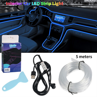 1M 2M 3M 4M 5M RGB LED Atmosphere Car Interior Ambient Light Fiber Optic Strips Light USB Connect Neon LED Auto Decorative Lamp