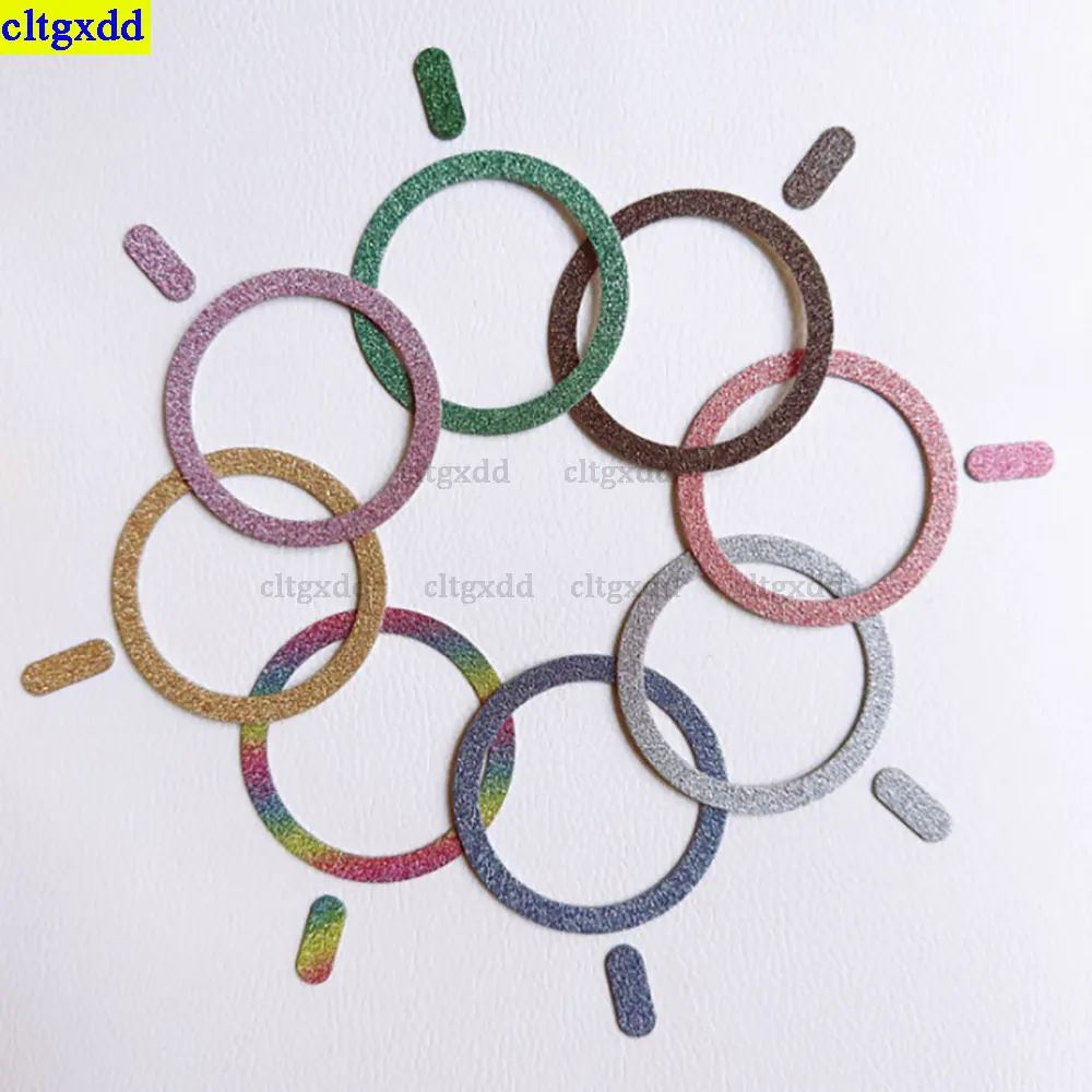 Cltgxdd-キラキラステッカー,接着剤,円形,ワイヤレス,磁気,リング,充電器,金属ステッカー,1個