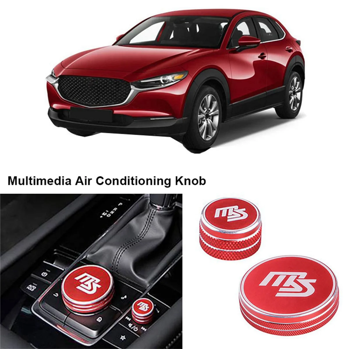 Car Multimedia Air Conditioning Volume Knob Ring Caps for Mazda 3 2019-2021 AC Climate Control Ring Protection