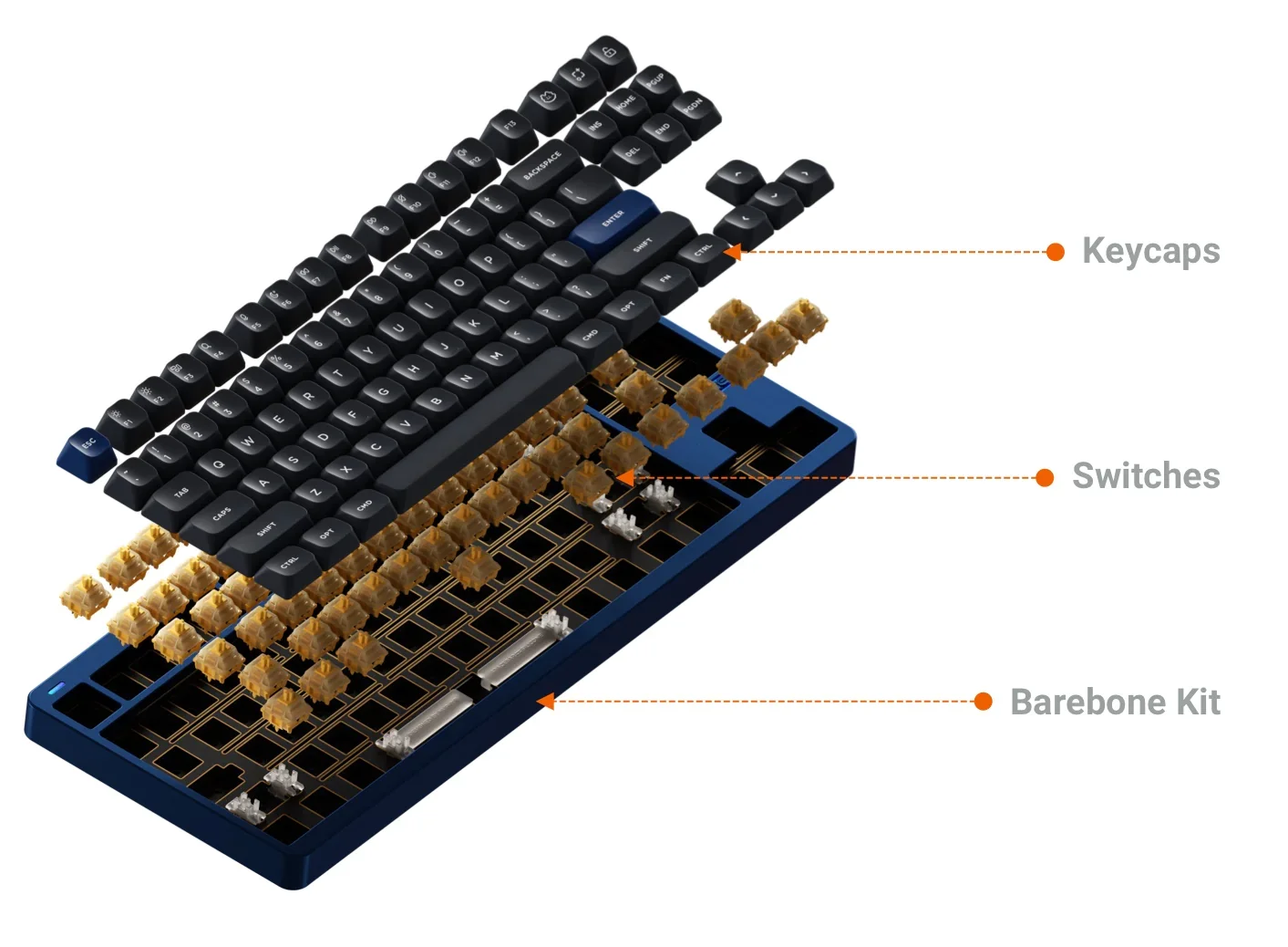 Imagem -06 - Nuphy-personalizado Alumínio Barebone Kit Teclado Mecânico de Três Modos Hot-swappable sem Interruptor e Keycaps