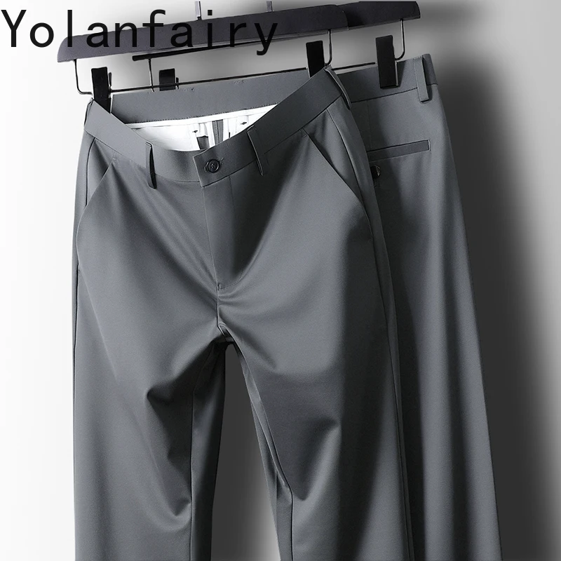 YOLANFAIRY 85% Mulberry Silk Summer Pants Men Causal Men Trousers Straight Pants Men's Clothing Pantalones Hombre Verano 2024