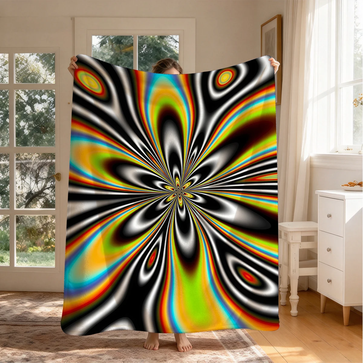 Colorful Vortex Flannel Blanket Warm Soft Halloween Christmas Couch Warm Cozy Decorative Decor Gift for All Season