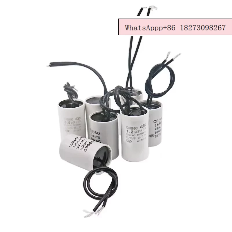 Small CBB60 starting capacitor 1/1.5/2/2.5/3/3.5 UF 450VAC running capacitor 26 * 40MM