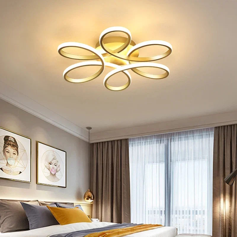 Modern LED Ceiling Lamp For Living Room Restaurant Bedroom Chandelier Six Petal Flower Design Ceiling Lights Home Decor Fixture