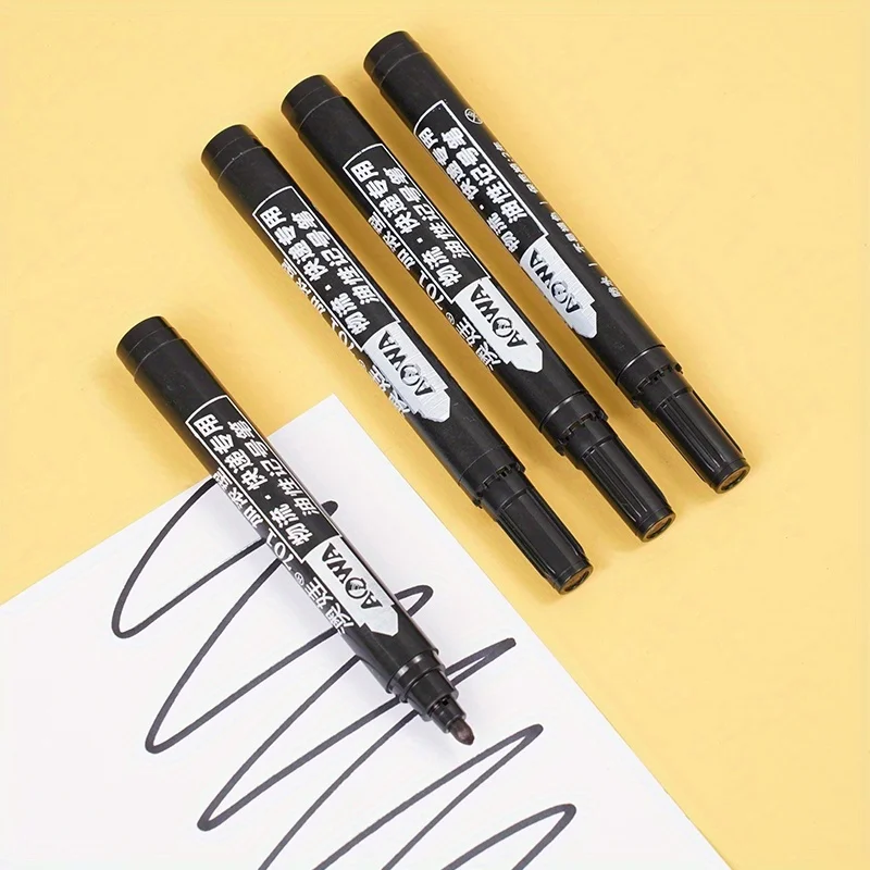 1-50Pcs Black Waterproof Markers, Large Capacity Oil-Based Non-Fading Thick Tip Suitable for Logistics Multi-Purpose Use