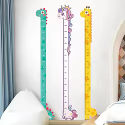 180cm Whimsical Animal Growth Chart Wall Decals: Unicorn, Dino, Giraffe Height Stickers for Nursery & Kids Room Decor