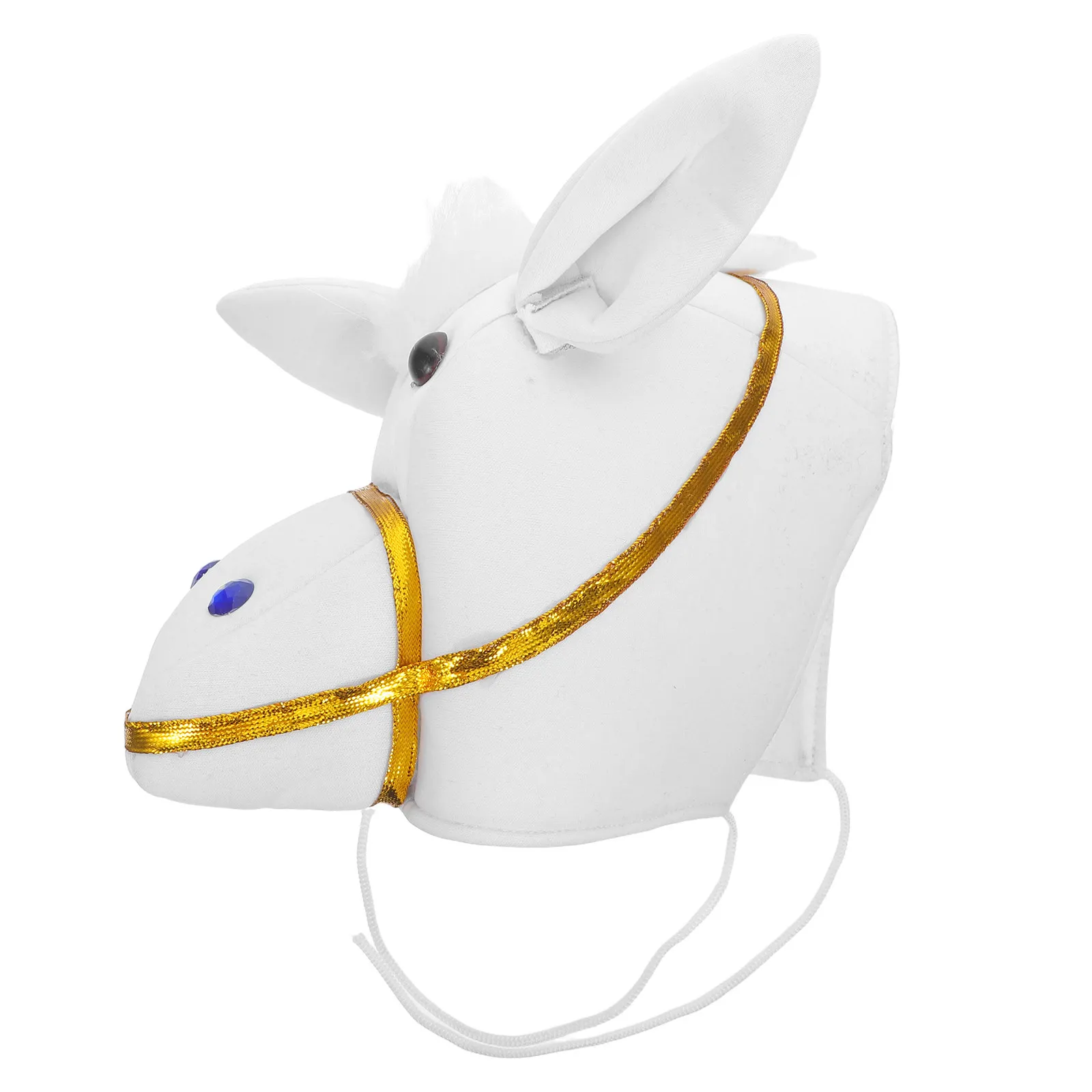 

White Horse Head Hat Halloween Costume Headwear for Adults Kids Universal Fit Lightweight Fun Animal Cosplay Hat Photo Booth