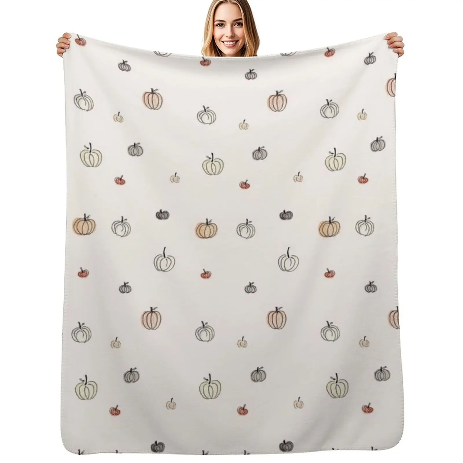 white pumpkin pattern Throw Blanket Warm Throw Blanket Gift for Anniversary