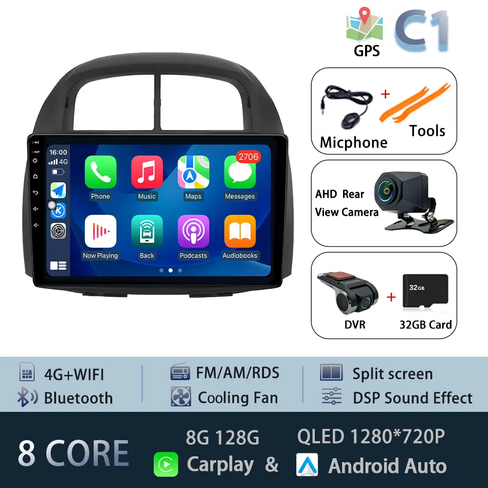 10.1 "Autoradio Android 15 Voor Toyota Passo Myvi Daihatsu Sirion 2006-2011 CarPlay Auto BT Multimedia GPS 360 °   Hoofdeenheid
