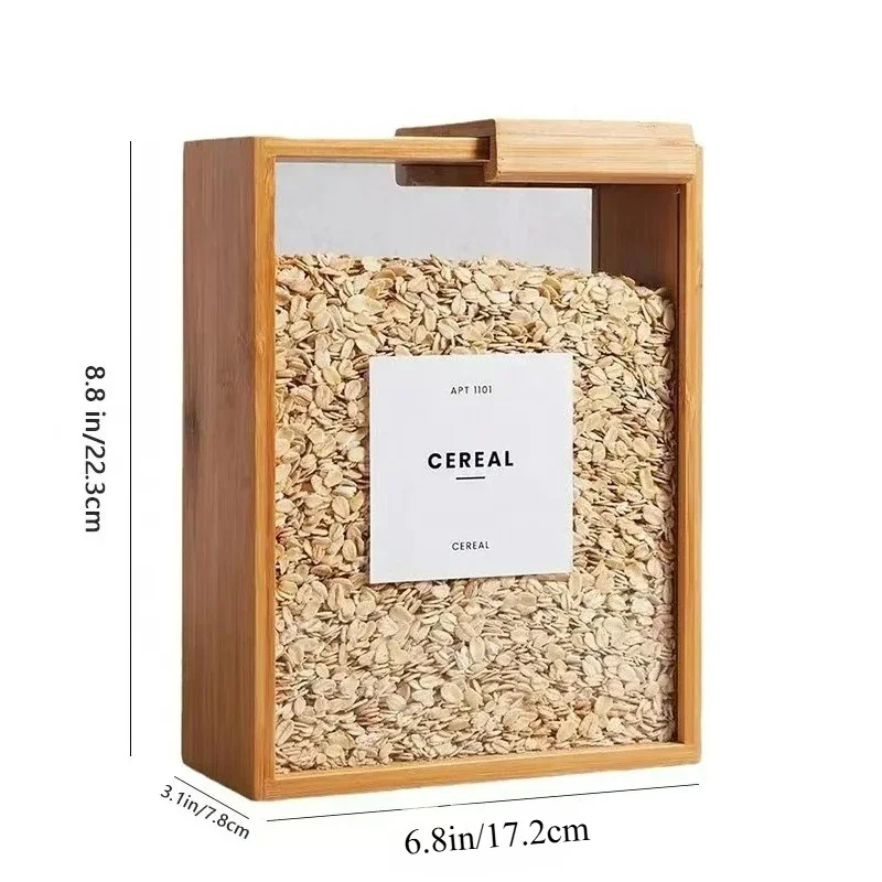 Bamboo Food Dispenser 2L Kitchen Organizer Food Storage Container Cereal Dispenser for Pantry storage organizer storage box - Image 6