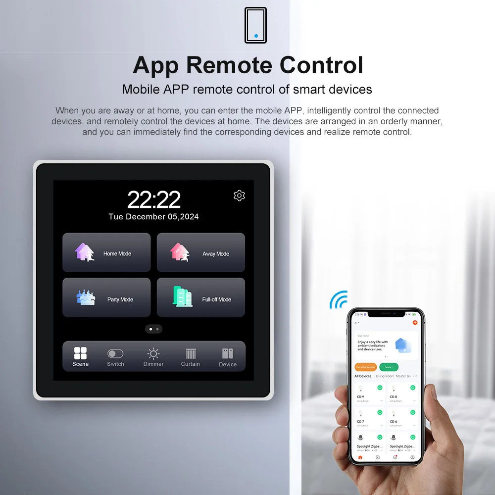 Zigbee Tuya Smart Touch Control Panel Lighting Switch Touch Screen Panel 1Gang 2Gang 3Gang Wall Light Switch 4 Inch LCD Touch