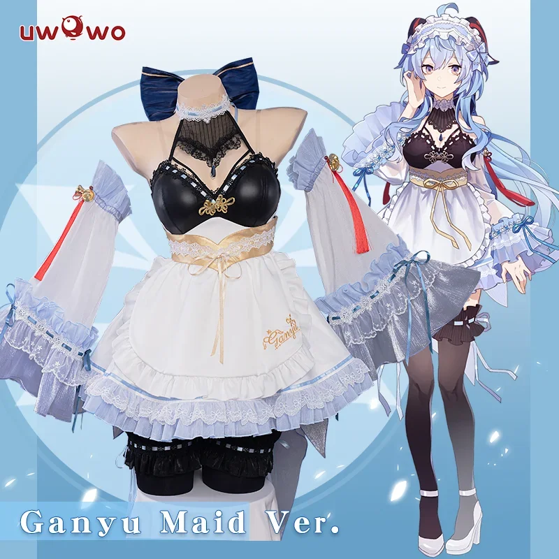 IN STOCK UWOWO Ganyu Cosplay Maid Dress Game Genshin Impact Cosplay Ganyu Maid Halloween Costumes Genshin Fanart Maid Outfit