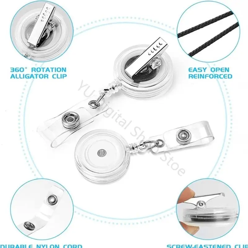 96BA Badges Reel Gift Badges Holder Retractable Funny IDs Badges Holder with Alligators Clip for Nurse Teacher Office Holiday