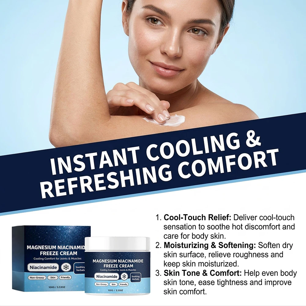 Magnesium-Niacinamide Freeze-Cream Cooling Body Lotion For Summer Outdoor Massage Cream Comfort For Joints Muscles Skin Care