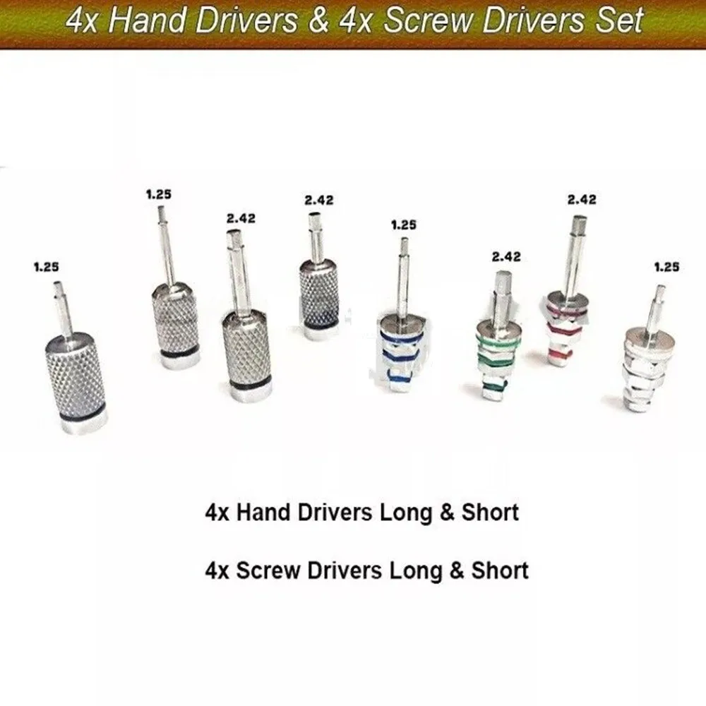 

1Set Dental Implant Hand & Hex Screw Drivers 8 Pcs Long & Short FREE POST WORLDWIDE