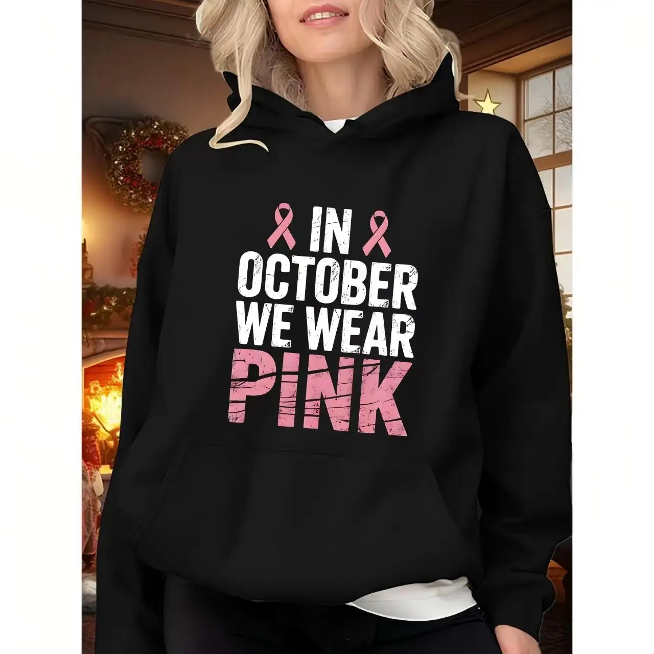

“Women’s Hoodie – In October We Wear Pink Breast Cancer Awareness Sweatshirt”