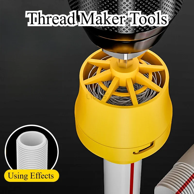 Conjunto de ferramentas para fazer rosqueamento de tubulação de água, resistente ao desgaste, portátil, 6 peças, dispositivo de rosqueamento de torneira de plástico, ferramentas de reparo manual