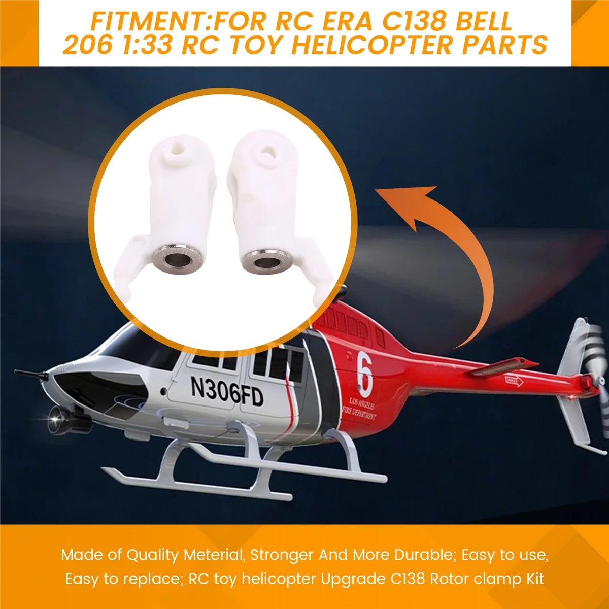 Kit de braçadeira de rotor de atualização de helicóptero de brinquedo RC C138 para RC ERA C138 Bell 206 1:33 Helicóptero de brinquedo RC