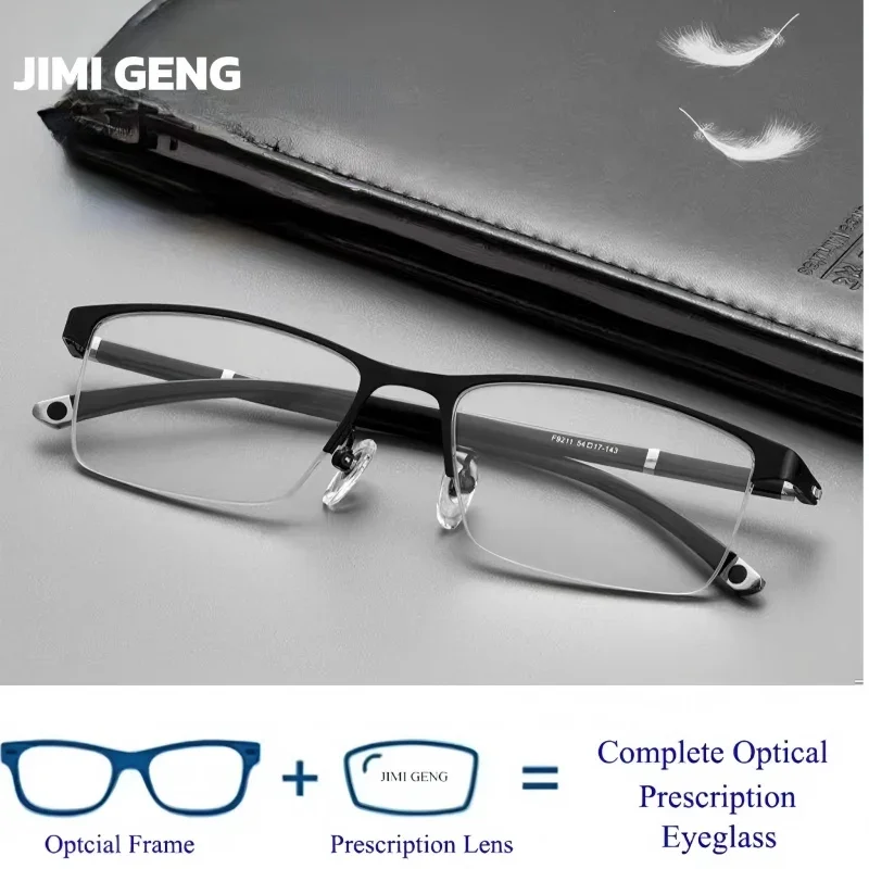 

Men's Fashionable Business Casual Half Frame Glasses TR Glasses Legs Reading Anti Blue Light Myopia Glasses Prescription Glasses