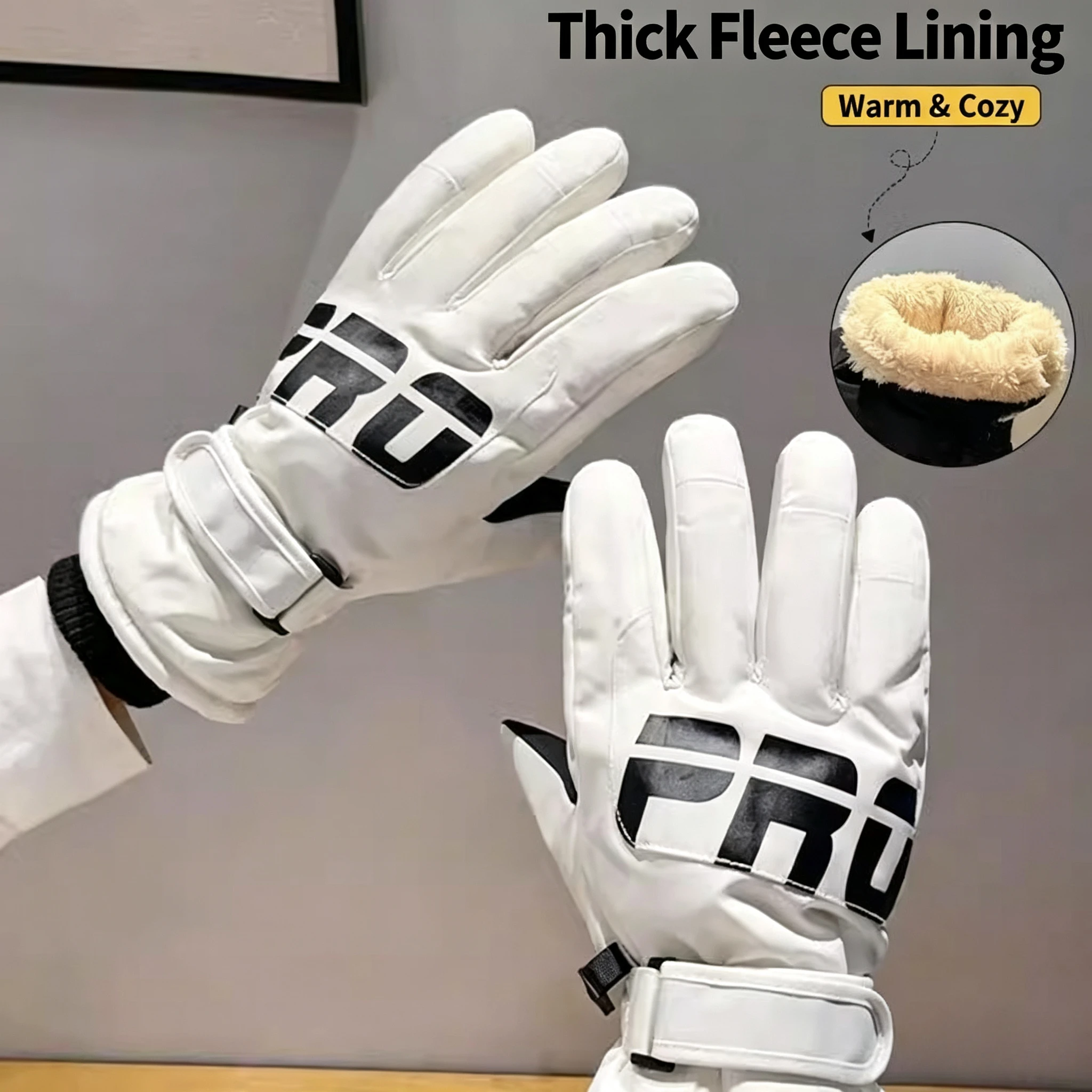 Touchscreen Winter Outdoor Riding Gloves, Thick Warm Fleece, Anti-slip Waterproof Windproof for E-bike Motorcycle Couple.