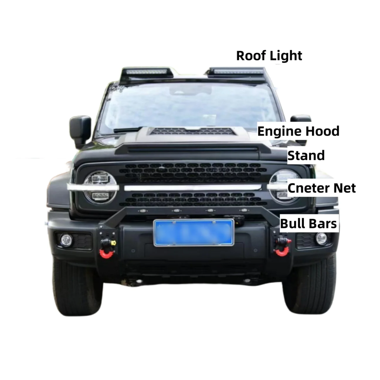 Off Road Modified Roof Light Bull Bars Center Net Car Engine Hood Other Auto Body Kit or Tank 300 GWM Accessories