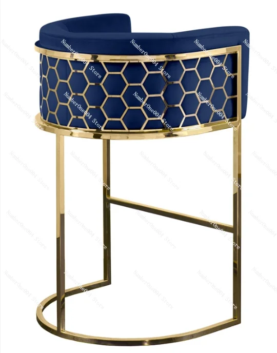 New modern industrial multi color metal bar chair velvet fabric bar stool with honeycomb backrest