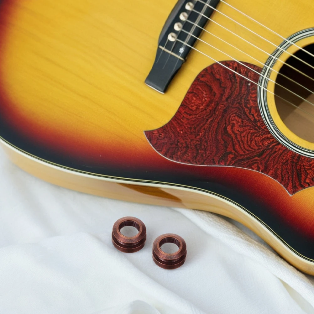 

2pcs Acoustic Guitar Accessories Brown Replacement Pins Musical Instrument Strap Button Lock Copper Endpin Jack Socket