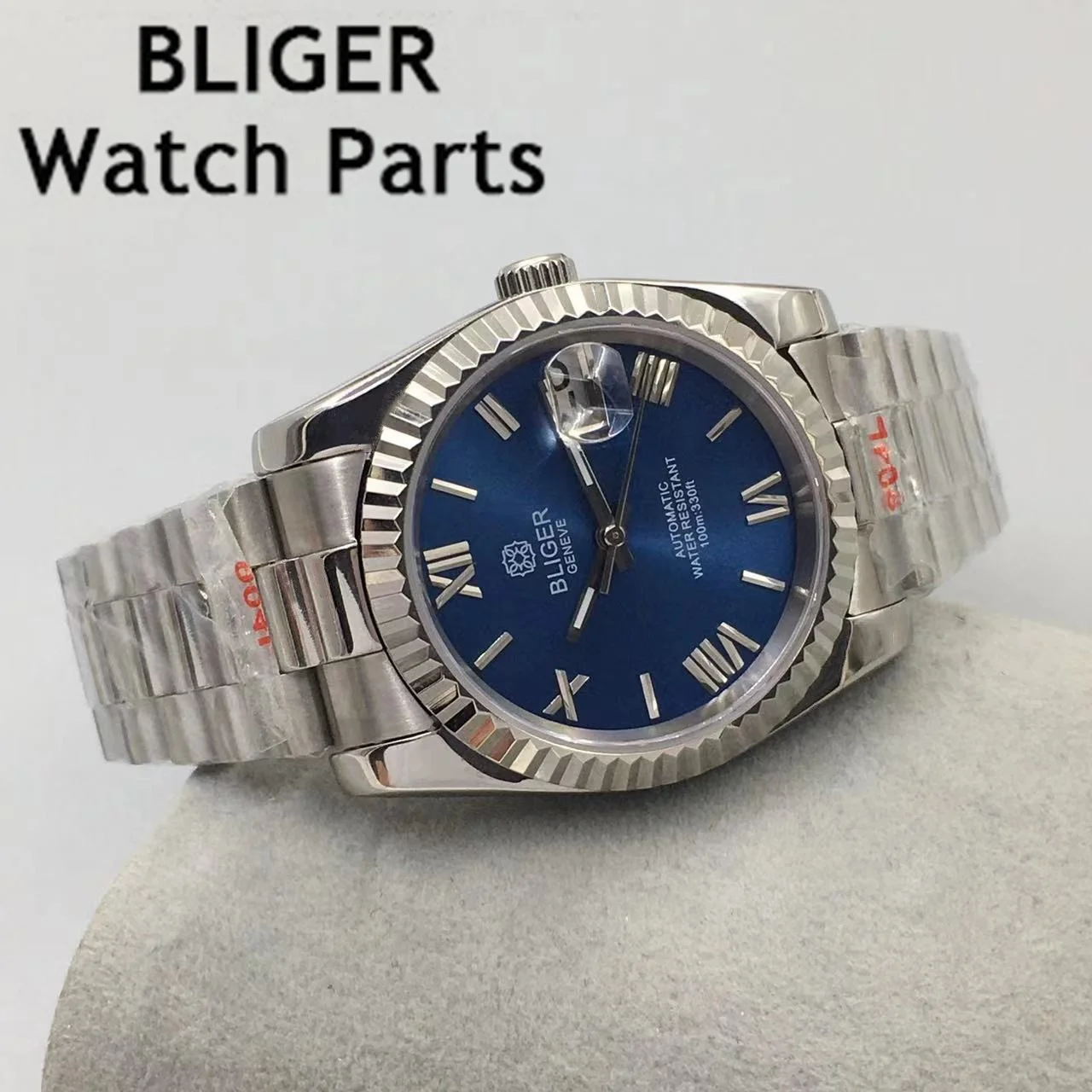 BLIGER 36mm/39mm NH35A Men Automatic Mechanica Roman Numerals Men Watch Sapphire Crystal Fluted Bezel Automatic Oyster Strap