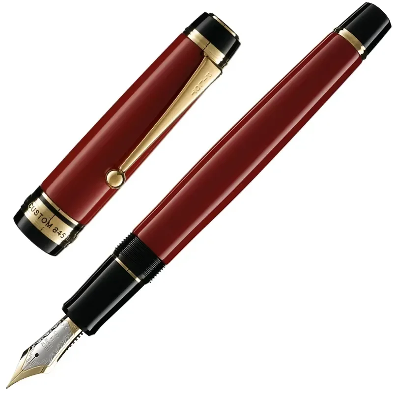 Pilot Urushi Fountain Pen 18K Gold Nib Luxury Japanese Lacquer Writing Instrument Premium Gift Set with Black Vermilion Dual