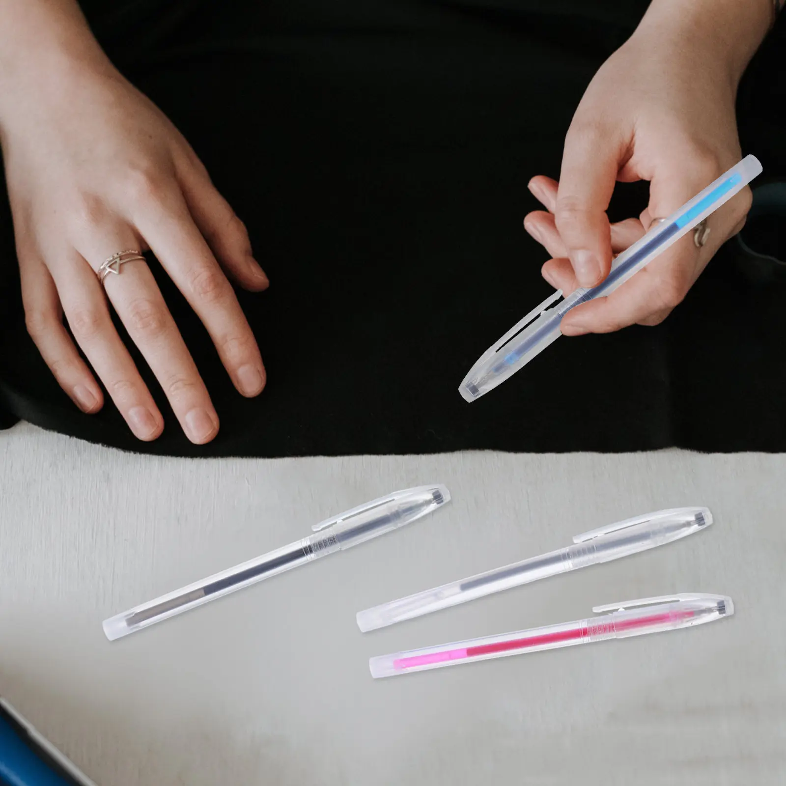 1Set Water Soluble Fabric Marker Pens Refillable Erasable for Embroidery Cross Stitch Sewing Quilting DIY Disappearing Ink Blue