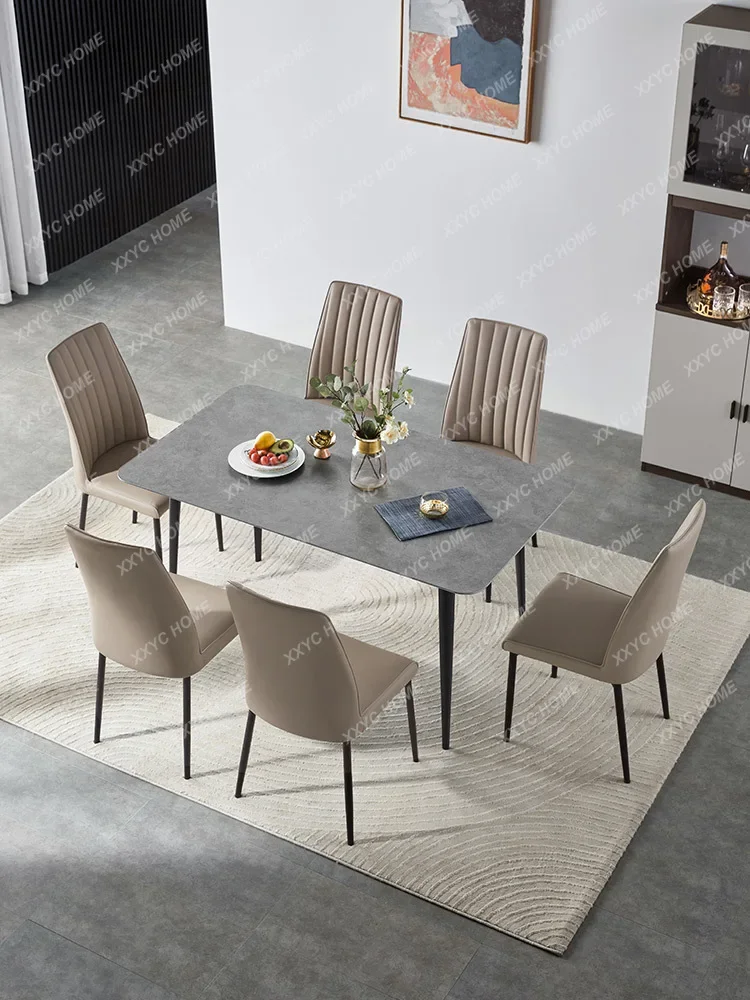 

Italian Stone Plate Dining Table Home Small Apartment Modern Simple and Light Luxury Dining Tables and Chairs Combination