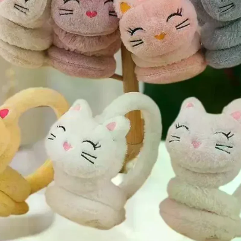 

Корейская версия, осенние и зимние плюшевые теплые наушники, плюшевые наушники с милым мультяшным котом, защищают уши от холода