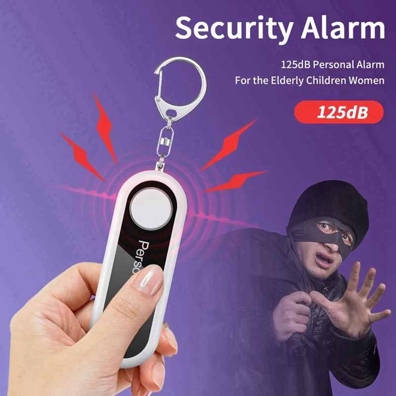 2x Persoonlijk Alarm Zelfverdediging Alarm 125db Persoonlijke Verdediging Sirene Voor Kind Vrouwen Beveiliging Draagbare Alarm Sleutelhanger