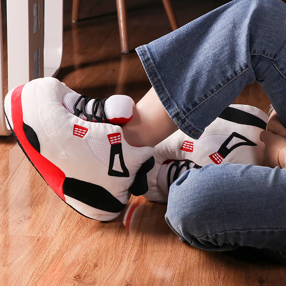 Men's Winter New Warm Cotton Slippers Creative Bread Shoes Funny Indoor Couple Style Chubby Cotton Shoes Floor Shoes Men Shoes