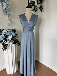 Dusty Blue Bridesmaid Dress Infinity Multiway Maxi Dress Formal Wrap Wedding Evening Dress Wedding Cocktail Floor Length