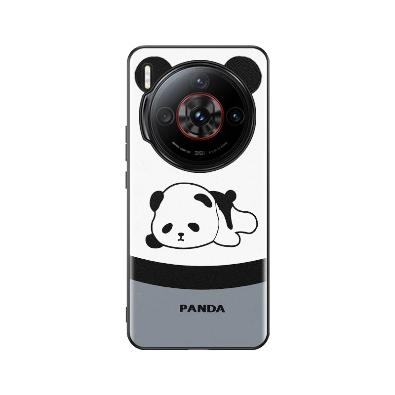 Panda Design Vegan Leather Phone Case for Nubia Z60s Pro Protective Cover Fashionable Stylish Business Slim Shockproof Anti