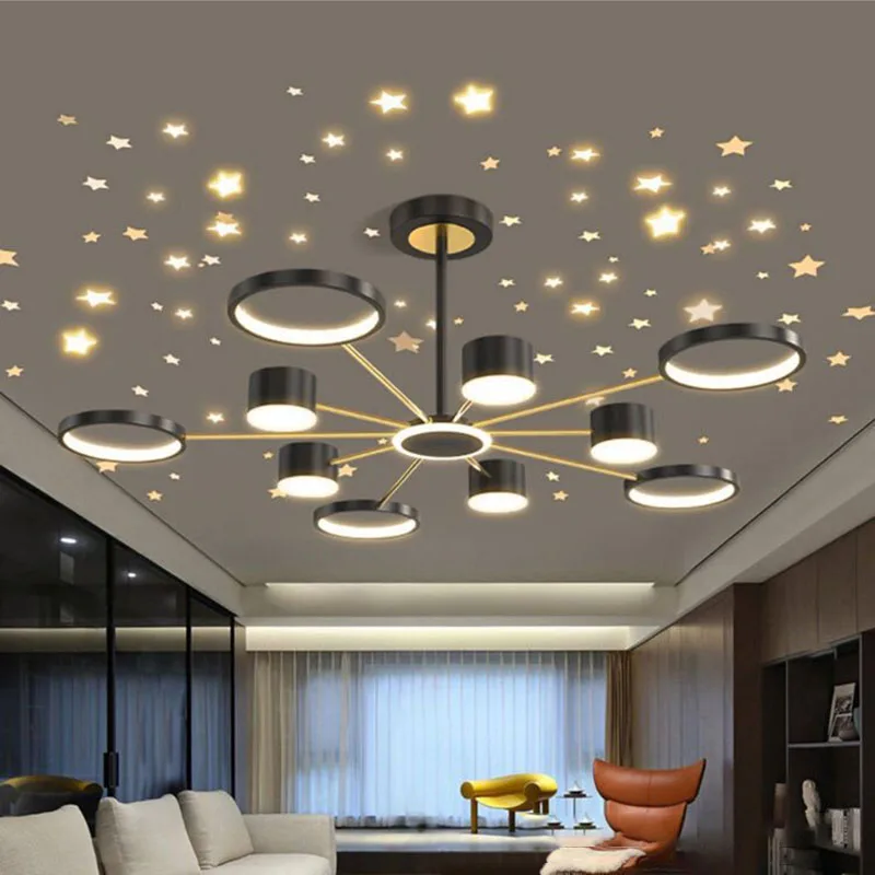 Imagem -04 - Modern Led Hanging Chandelier Romântico Starry Pendant Lamp Luminária Sala de Estar Sala de Jantar Quarto Restaurante Home Decor