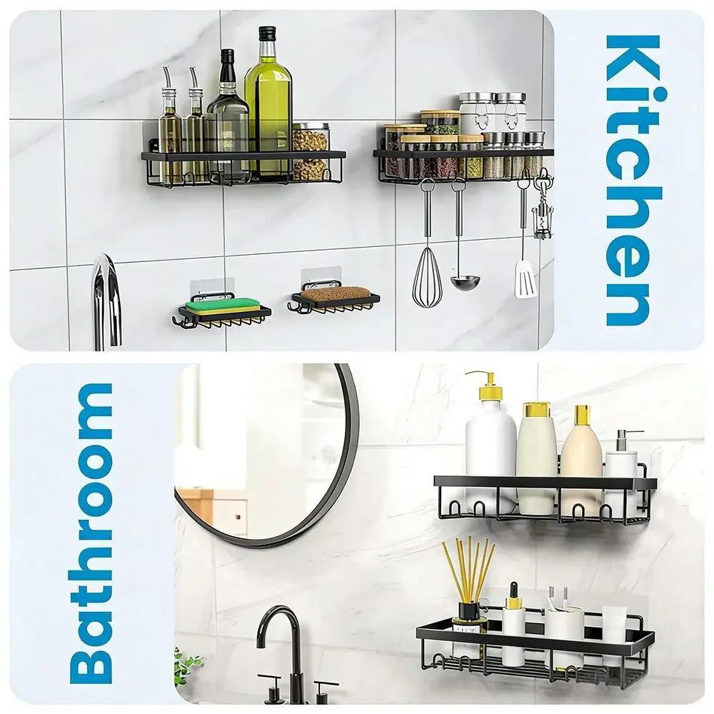 

Useful Metal Bathroom Shelf Adhesive Drain Shower Storage Rack Space Saving Removable Cosmetic Organizer Holder Shower Area