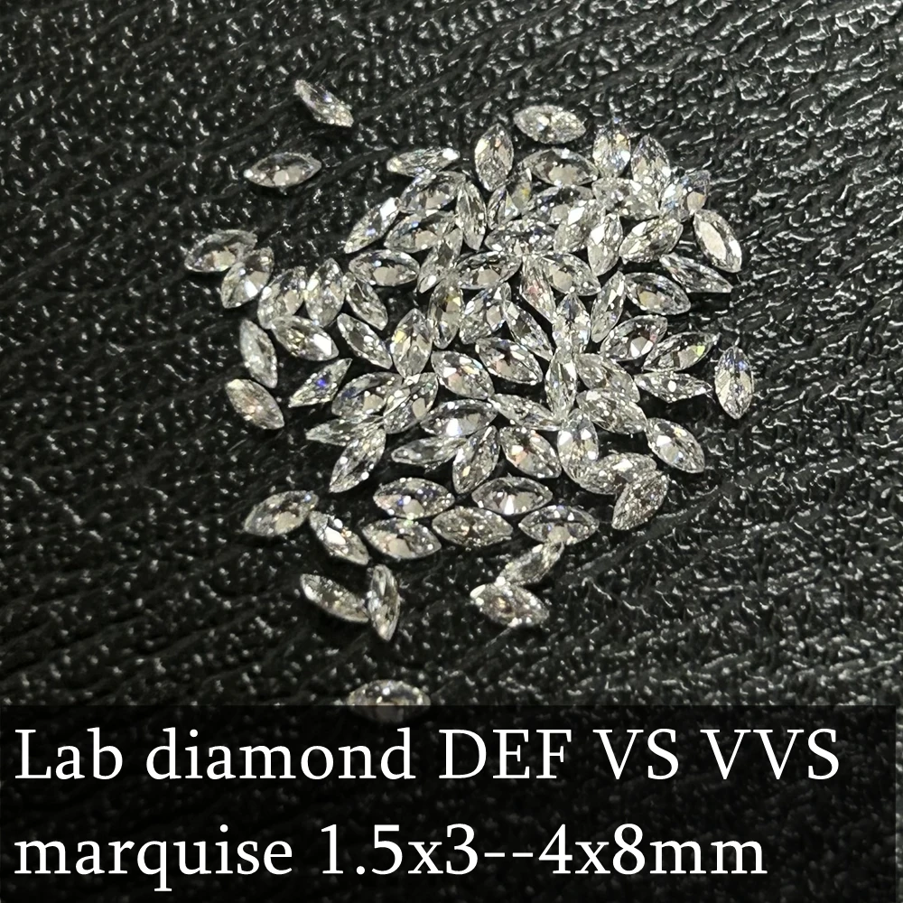 Melee Lab Grown Marquise Diamond CVD HPHT 1.5x3mm-4x8mm DEF VS VVS 0.03ct To 0.45ct Small Diamonds wholesale