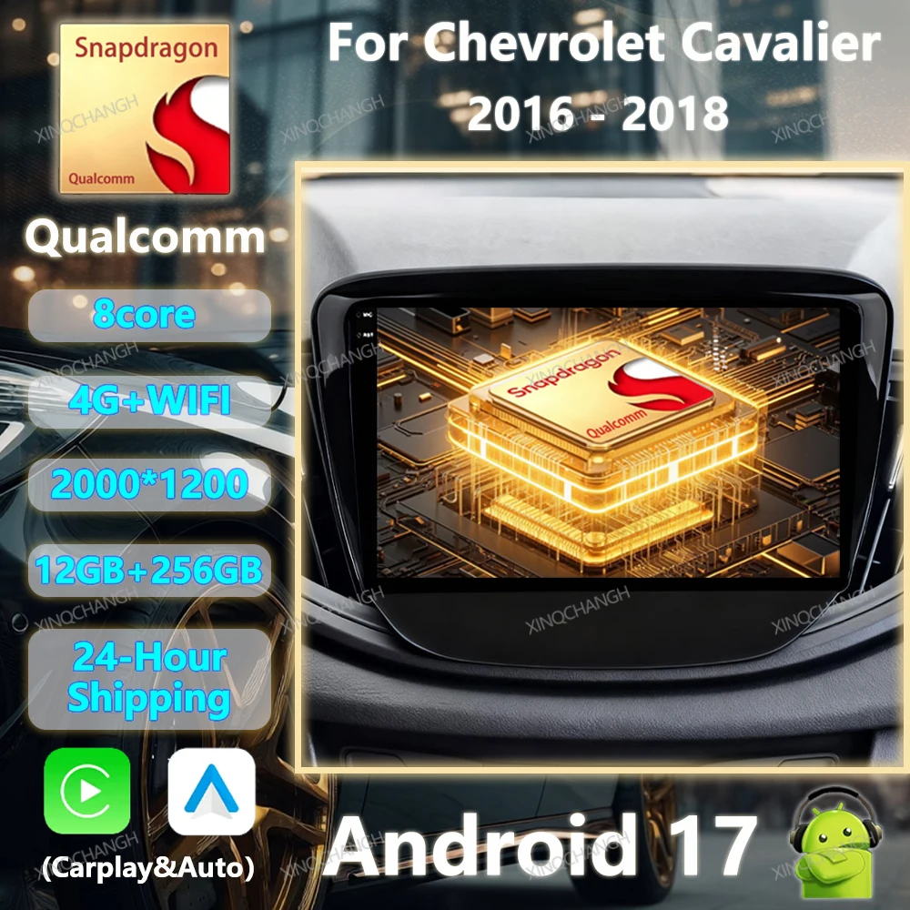 Android 17 Car Radio Carplay Auto For Chevrolet Cavalier 2016 2017 2018 GPS Multimedia Video Player 4G WIFI Head Unit BT QLED